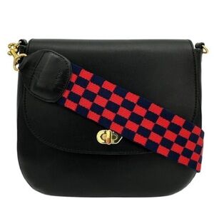 Clare V Crossbody Strap in Navy and Red Checker NWT